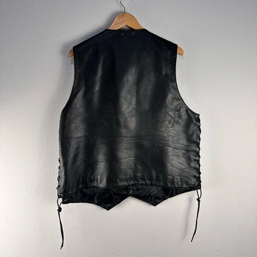 Leather King Classic Side-Lace Leather Motorcycle Vest Sz XXL‎ - Picture 6 of 6